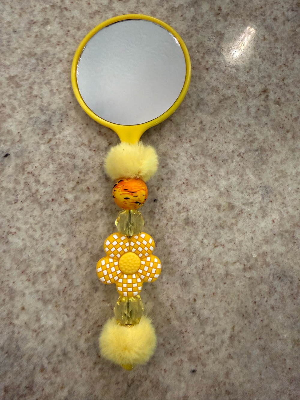 Yellow Floral Beaded Accessory Mirror
